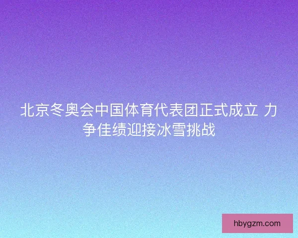 北京冬奥会中国体育代表团正式成立 力争佳绩迎接冰雪挑战